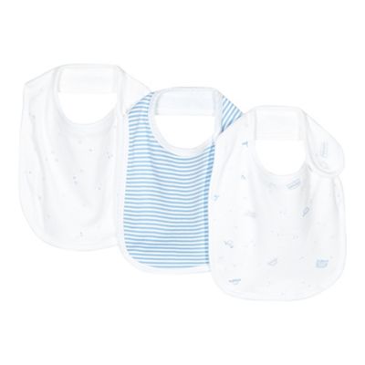 Pack of three babies blue star and transport printed bibs